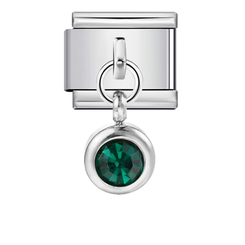 Colorful birthstone gold and silver base round pendant Italian modular bracelet with titanium steel hook, fashionable and versatile bangle.