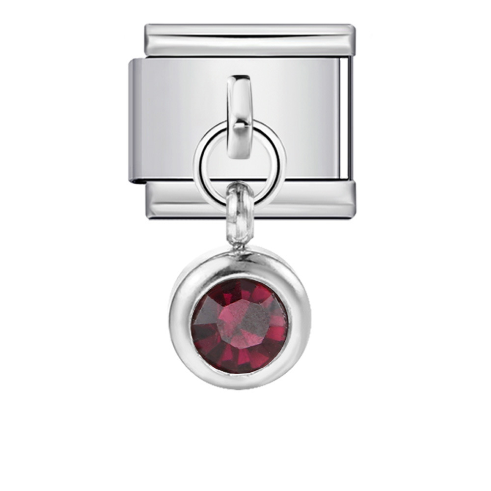 Colorful birthstone gold and silver base round pendant Italian modular bracelet with titanium steel hook, fashionable and versatile bangle.