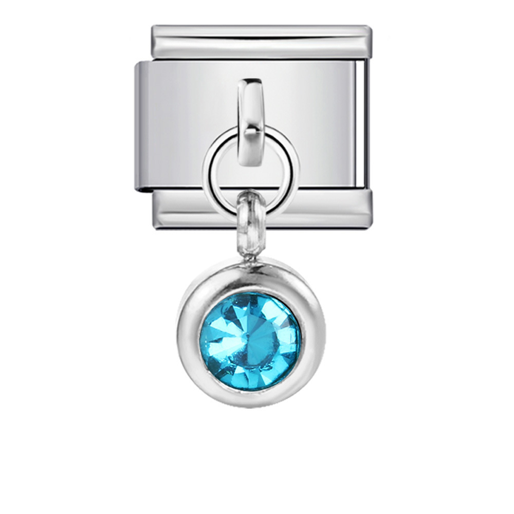 Colorful birthstone gold and silver base round pendant Italian modular bracelet with titanium steel hook, fashionable and versatile bangle.