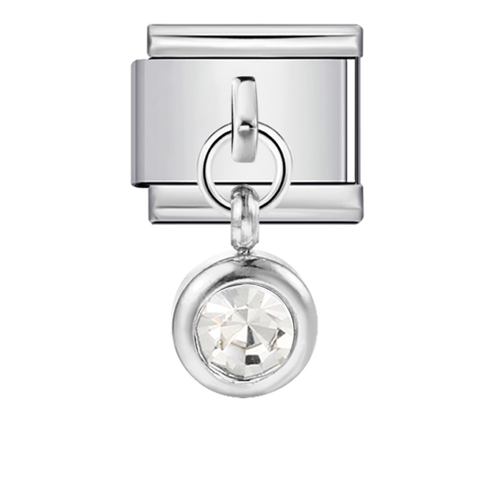 Colorful birthstone gold and silver base round pendant Italian modular bracelet with titanium steel hook, fashionable and versatile bangle.