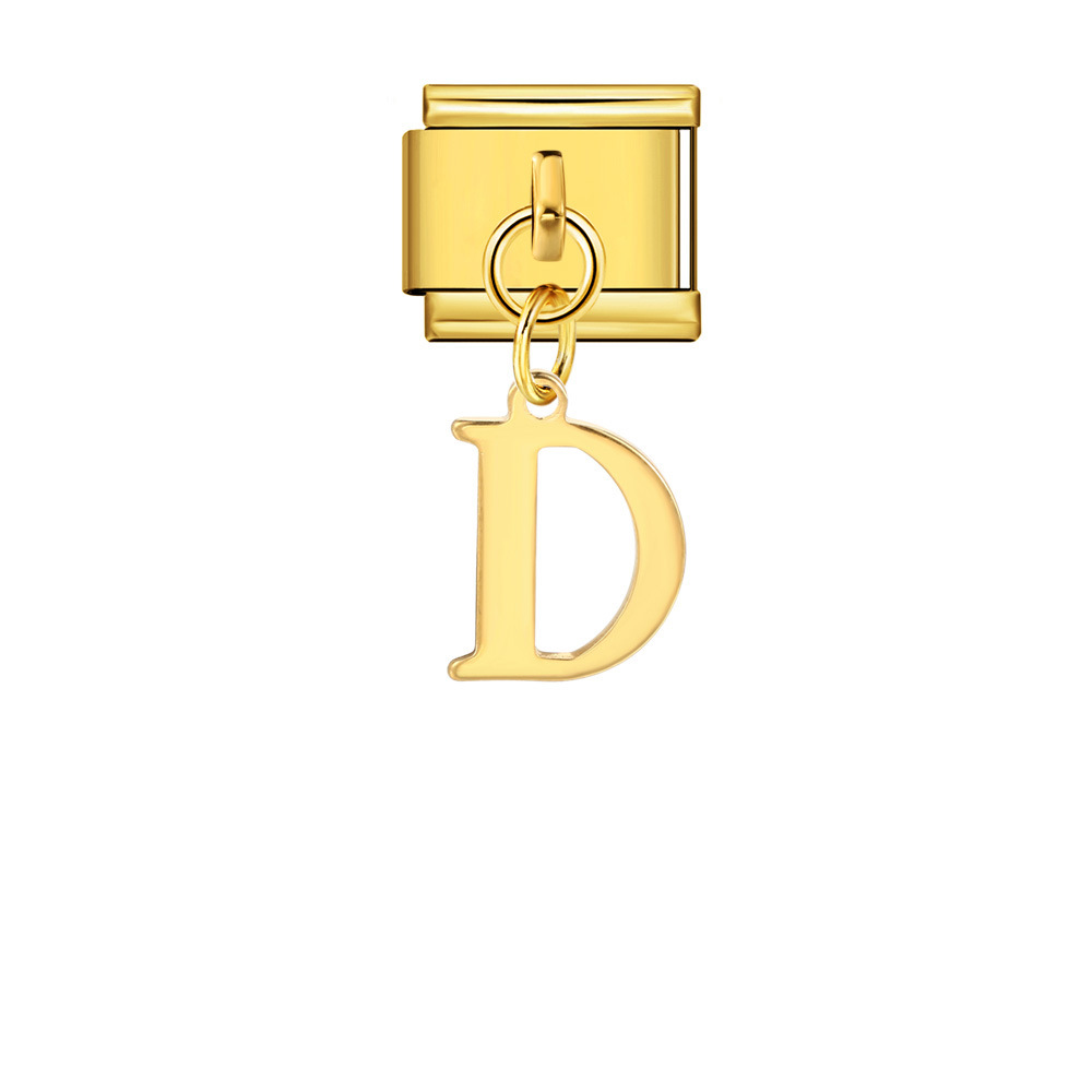 Gold minimalist letter Italian modular bracelet stainless steel handmade hook DIY splicing assembly bangle