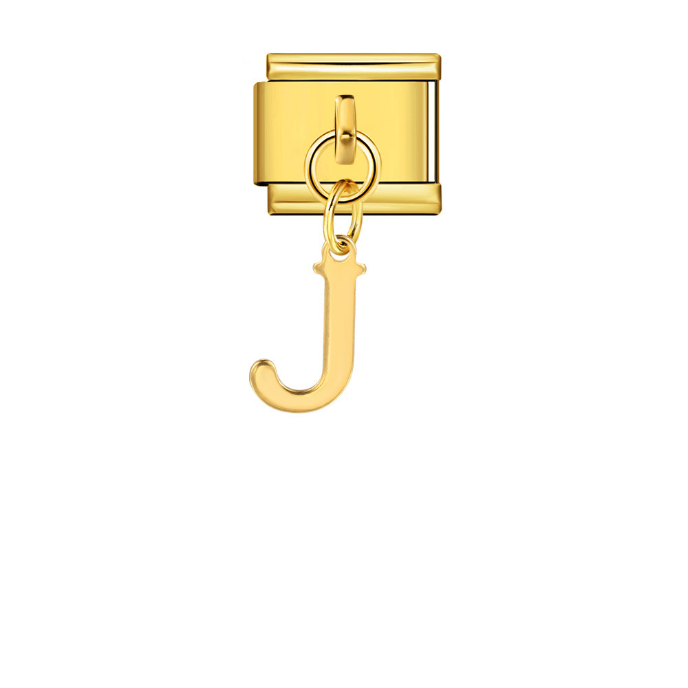 Gold minimalist letter Italian modular bracelet stainless steel handmade hook DIY splicing assembly bangle