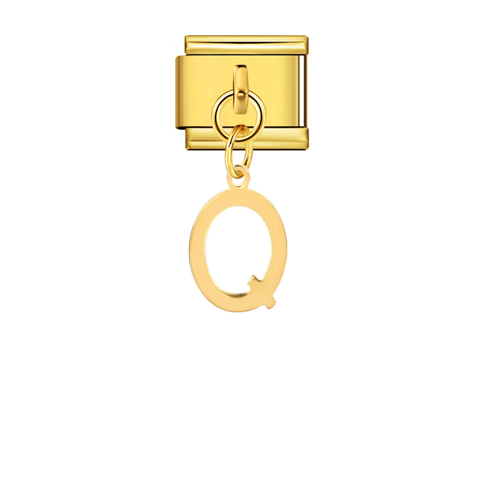 Gold minimalist letter Italian modular bracelet stainless steel handmade hook DIY splicing assembly bangle
