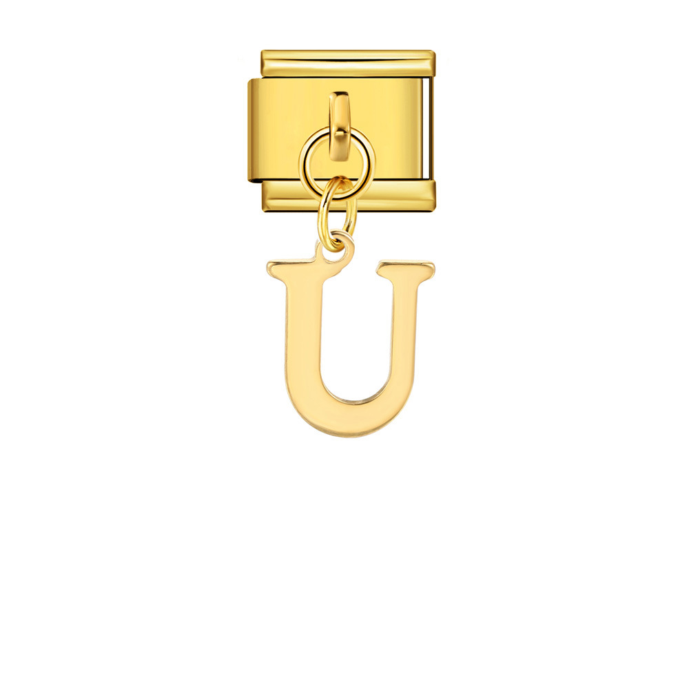 Gold minimalist letter Italian modular bracelet stainless steel handmade hook DIY splicing assembly bangle