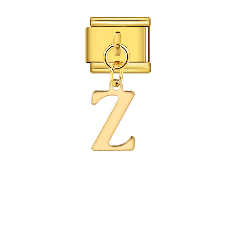 Gold minimalist letter Italian modular bracelet stainless steel handmade hook DIY splicing assembly bangle