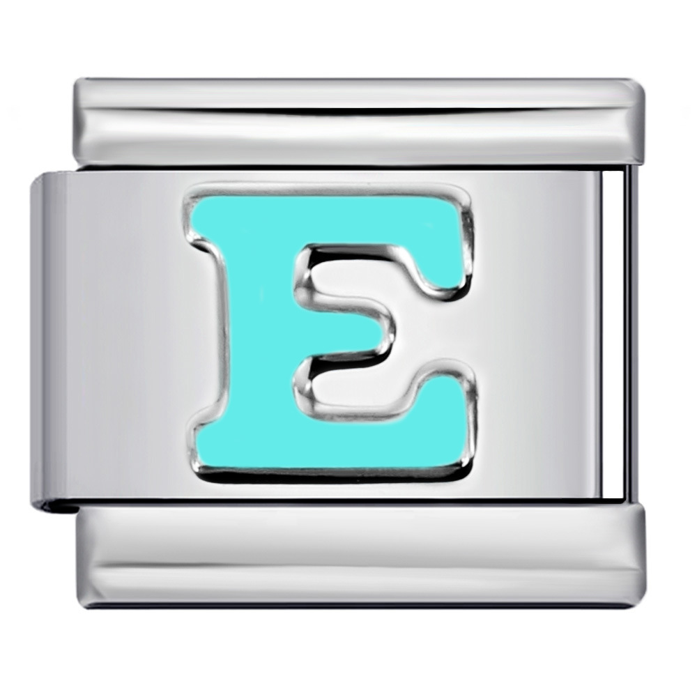 New titanium steel sky blue English letter series DIY elastic bracelet accessories Italian modular bracelet