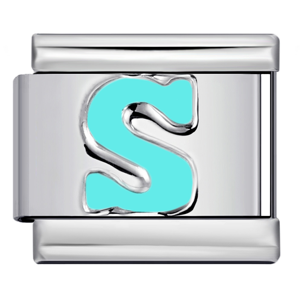 New titanium steel sky blue English letter series DIY elastic bracelet accessories Italian modular bracelet