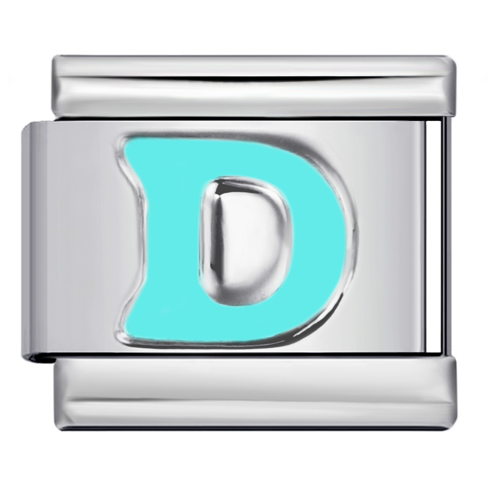 New titanium steel sky blue English letter series DIY elastic bracelet accessories Italian modular bracelet