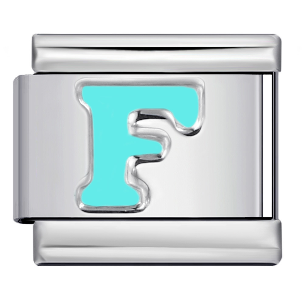 New titanium steel sky blue English letter series DIY elastic bracelet accessories Italian modular bracelet