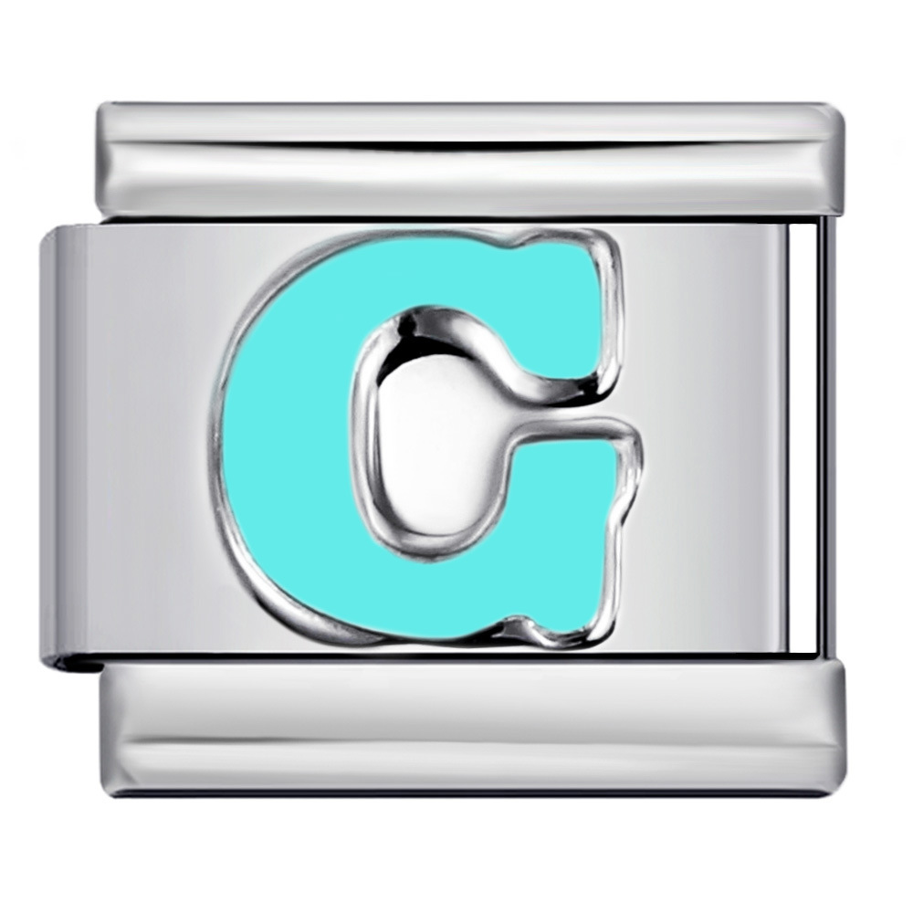 New titanium steel sky blue English letter series DIY elastic bracelet accessories Italian modular bracelet
