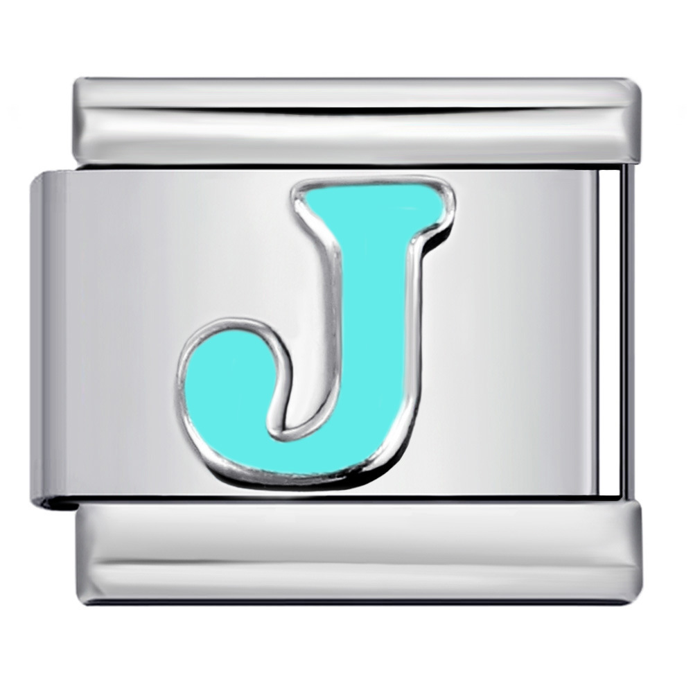 New titanium steel sky blue English letter series DIY elastic bracelet accessories Italian modular bracelet