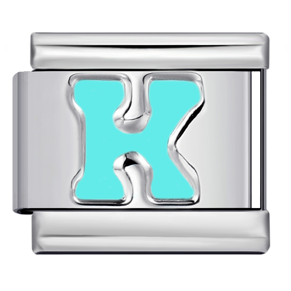New titanium steel sky blue English letter series DIY elastic bracelet accessories Italian modular bracelet
