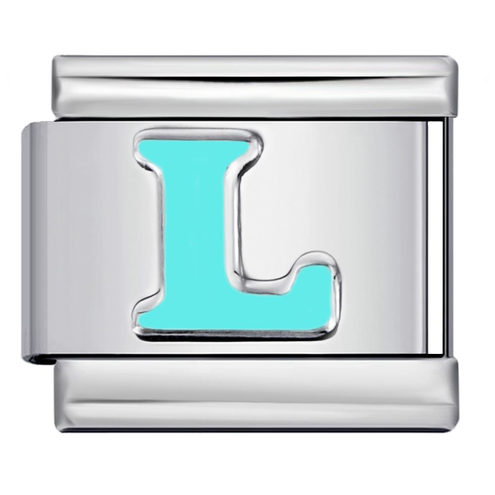 New titanium steel sky blue English letter series DIY elastic bracelet accessories Italian modular bracelet