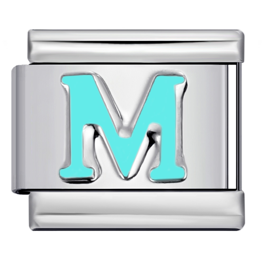 New titanium steel sky blue English letter series DIY elastic bracelet accessories Italian modular bracelet