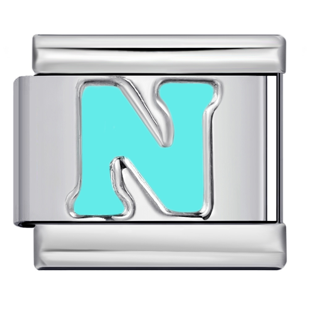 New titanium steel sky blue English letter series DIY elastic bracelet accessories Italian modular bracelet