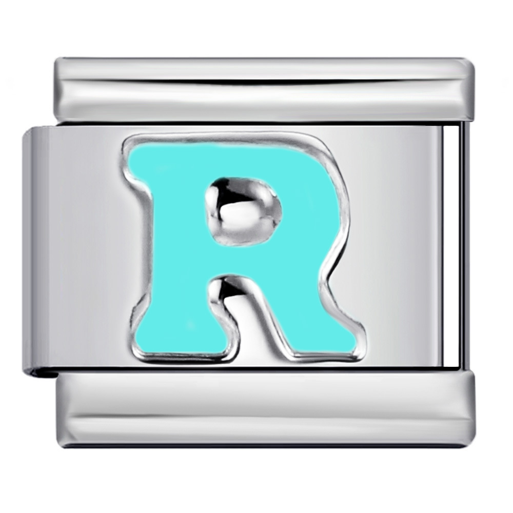 New titanium steel sky blue English letter series DIY elastic bracelet accessories Italian modular bracelet