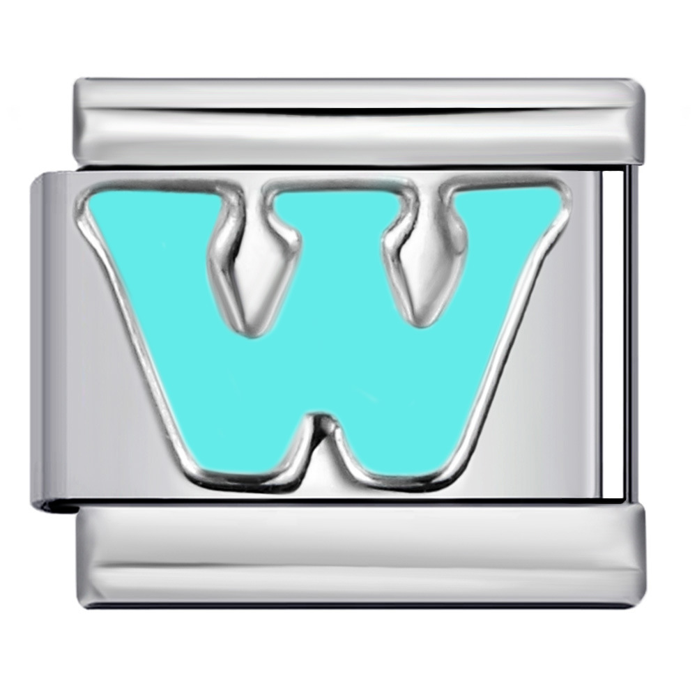 New titanium steel sky blue English letter series DIY elastic bracelet accessories Italian modular bracelet