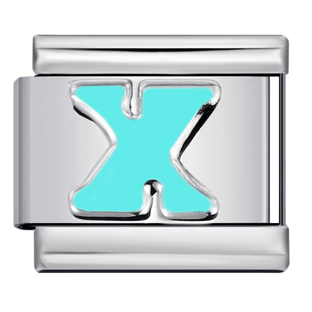 New titanium steel sky blue English letter series DIY elastic bracelet accessories Italian modular bracelet