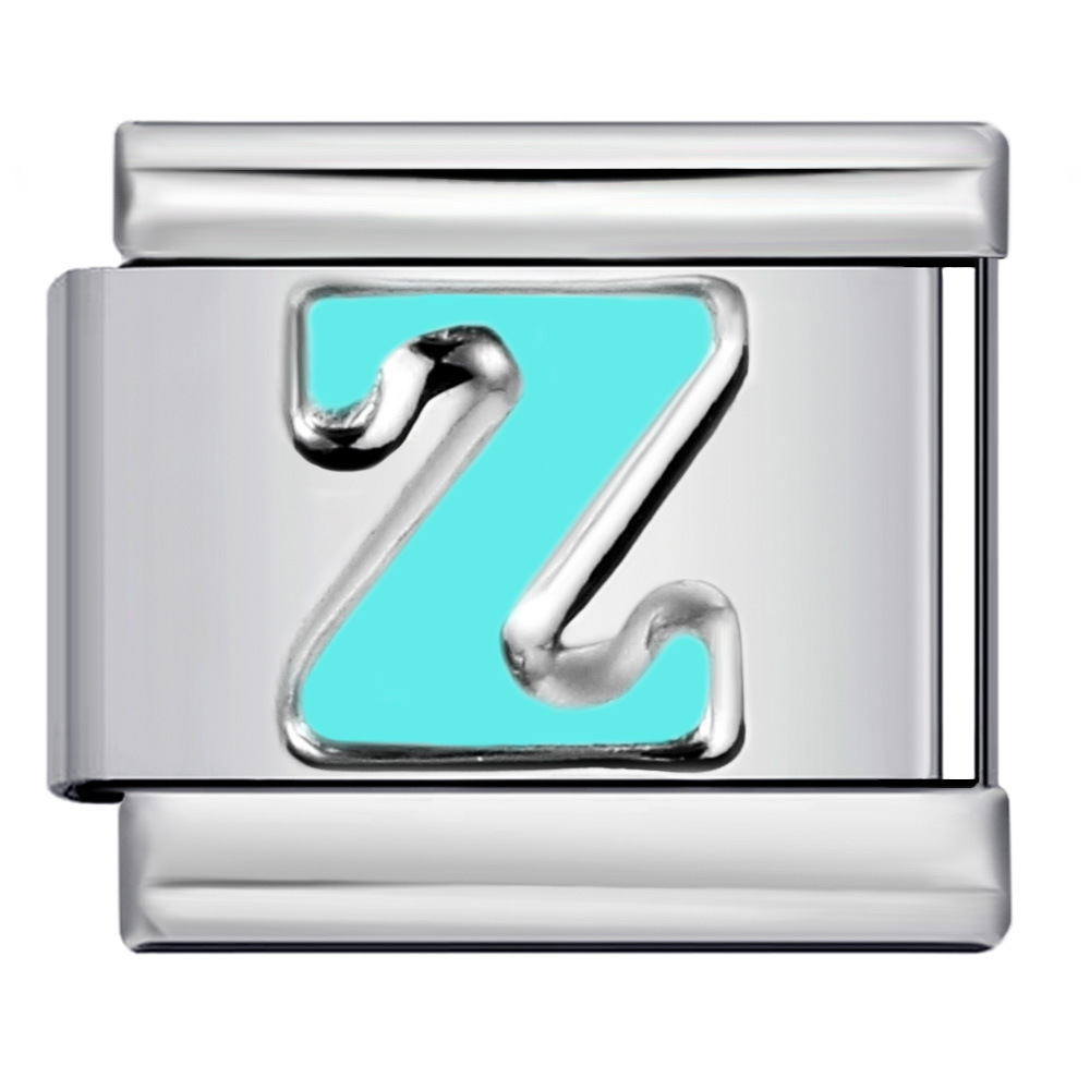New titanium steel sky blue English letter series DIY elastic bracelet accessories Italian modular bracelet