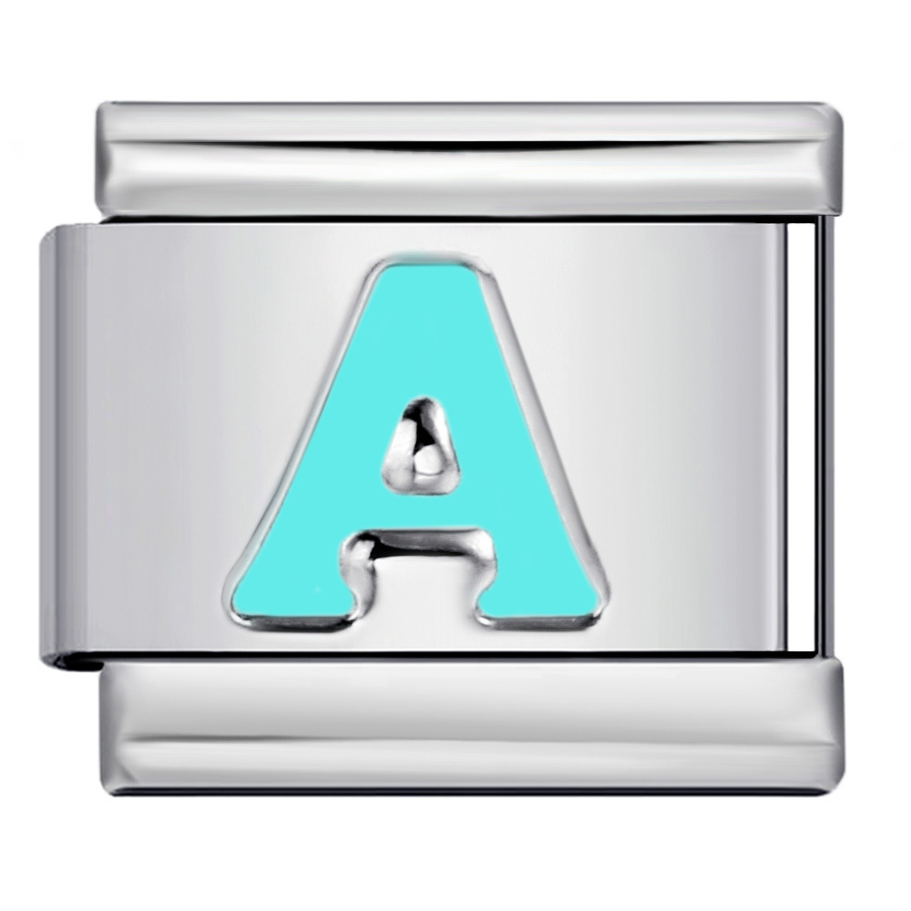New titanium steel sky blue English letter series DIY elastic bracelet accessories Italian modular bracelet