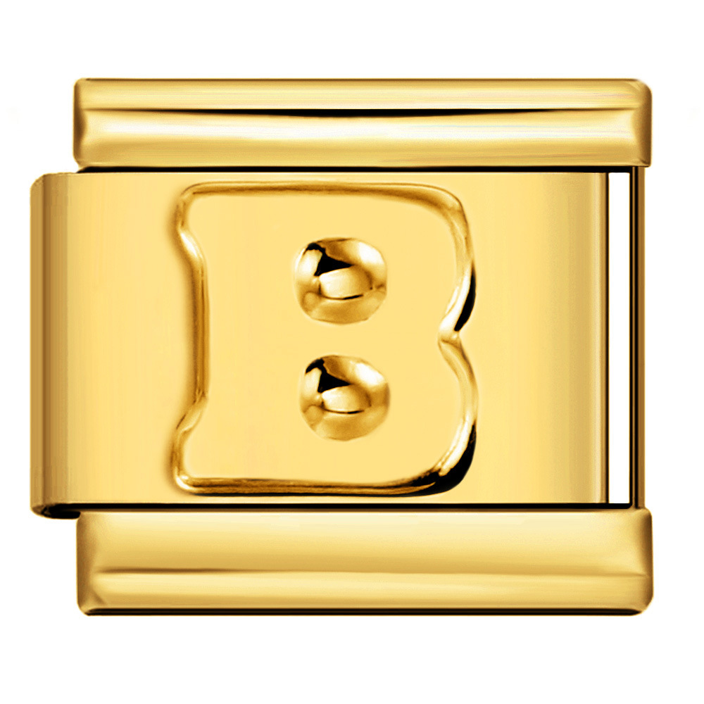 Gold concave letter series Italian modular bracelet titanium steel stamping DIY elastic splicing bracelet accessories