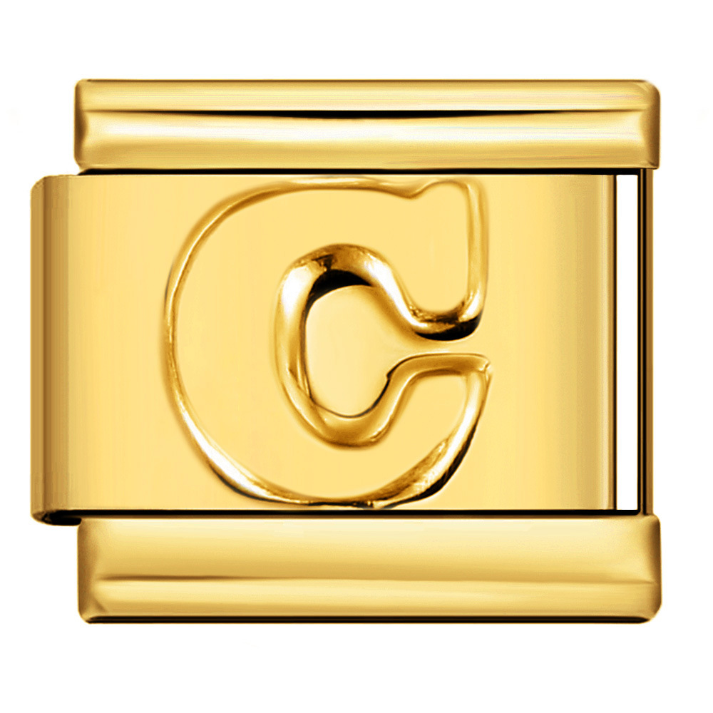 Gold concave letter series Italian modular bracelet titanium steel stamping DIY elastic splicing bracelet accessories