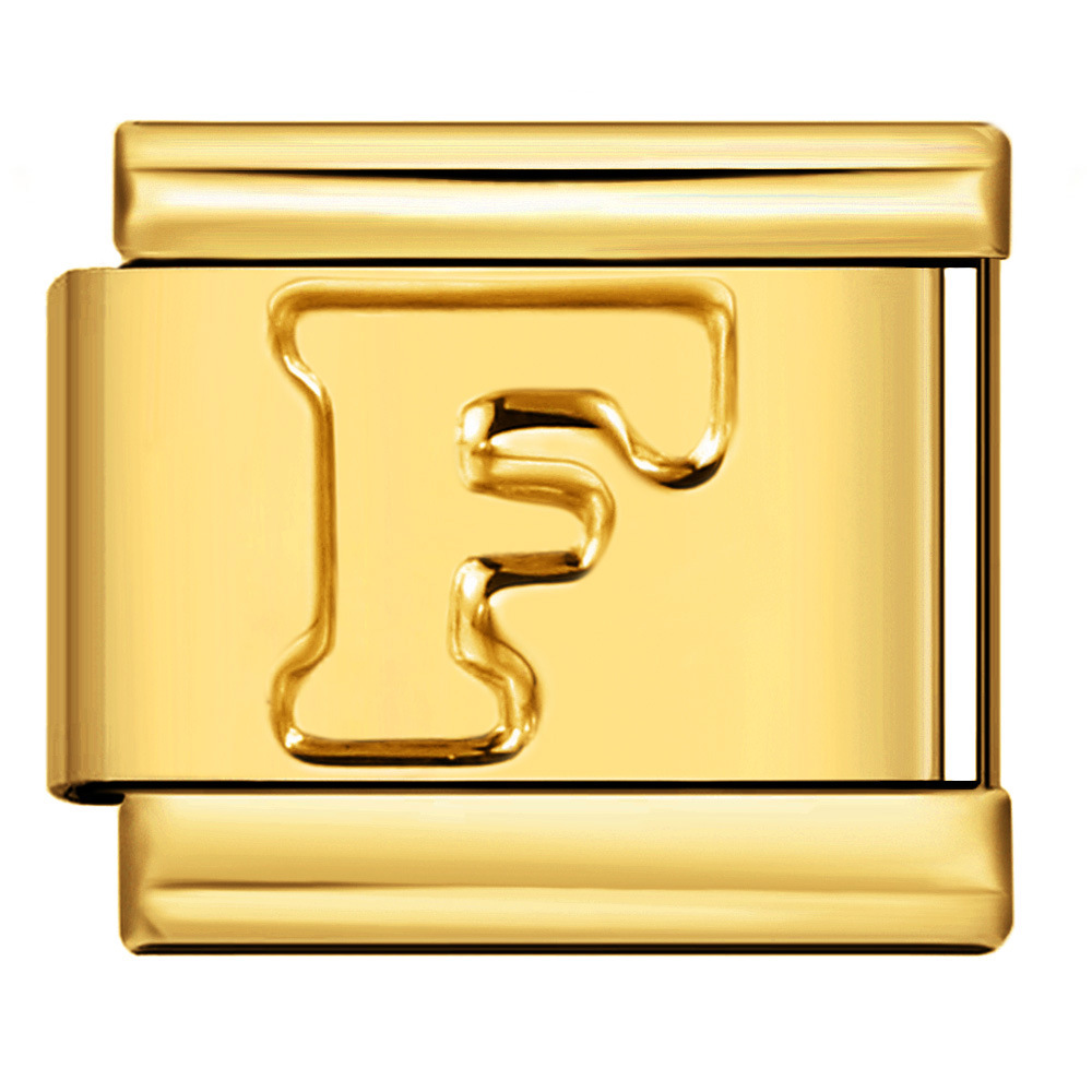 Gold concave letter series Italian modular bracelet titanium steel stamping DIY elastic splicing bracelet accessories