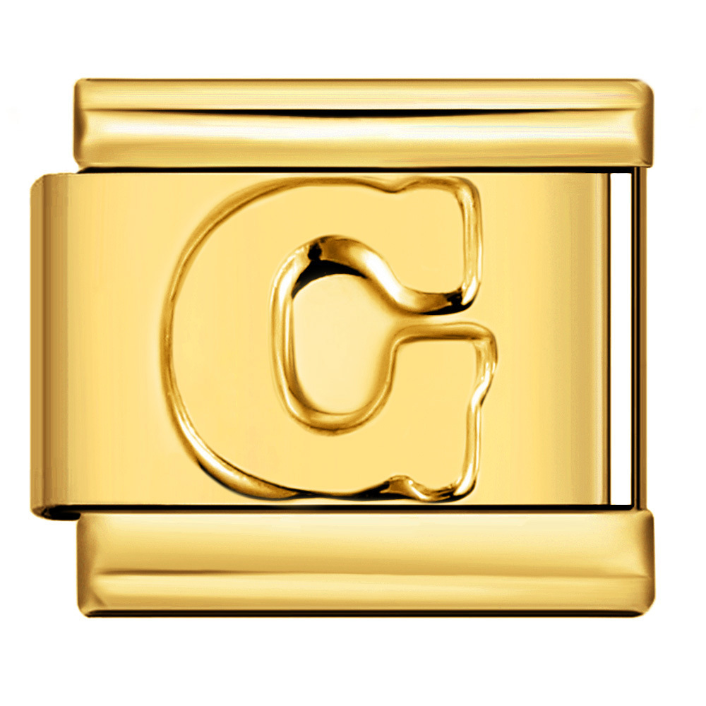Gold concave letter series Italian modular bracelet titanium steel stamping DIY elastic splicing bracelet accessories