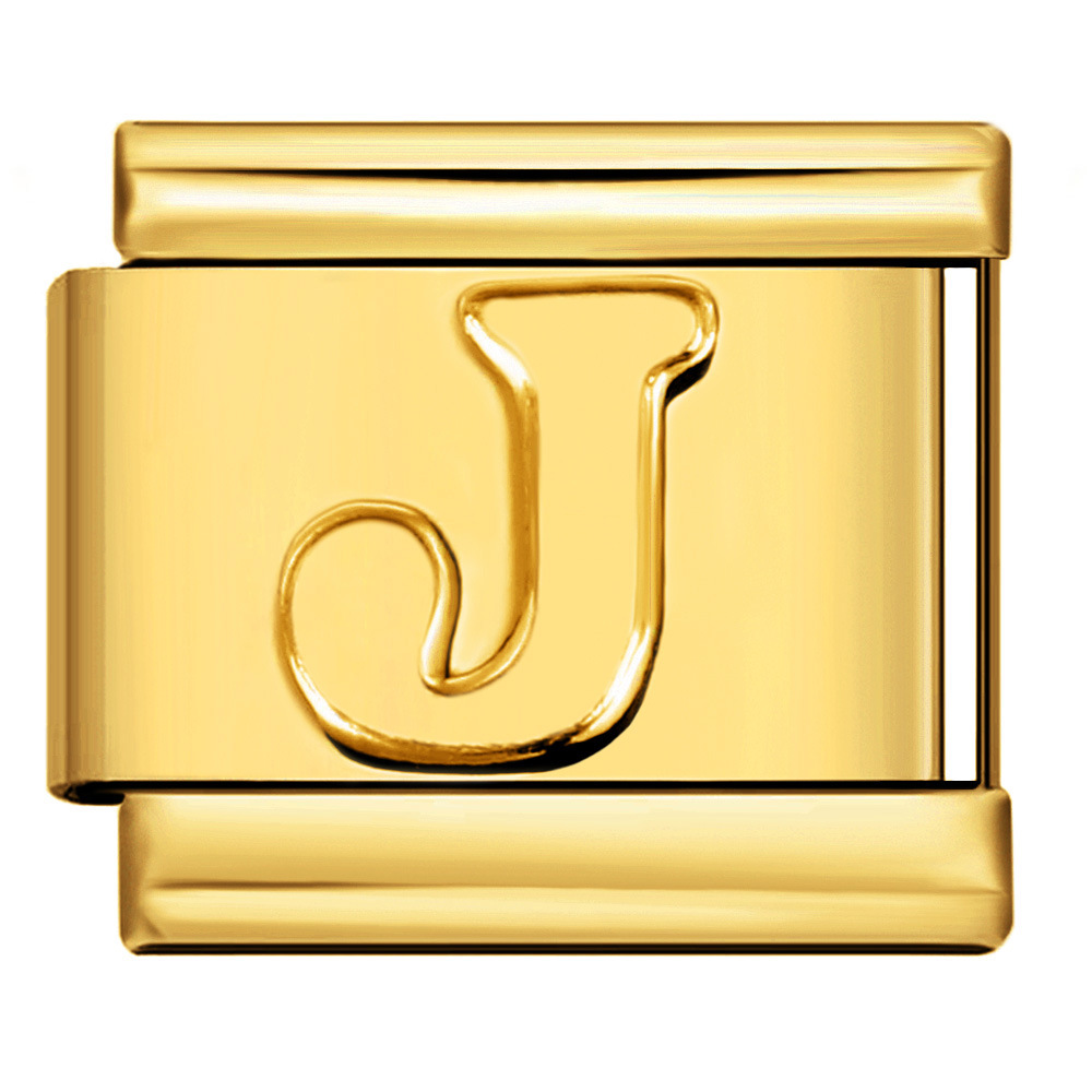 Gold concave letter series Italian modular bracelet titanium steel stamping DIY elastic splicing bracelet accessories