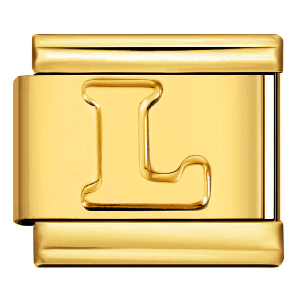 Gold concave letter series Italian modular bracelet titanium steel stamping DIY elastic splicing bracelet accessories