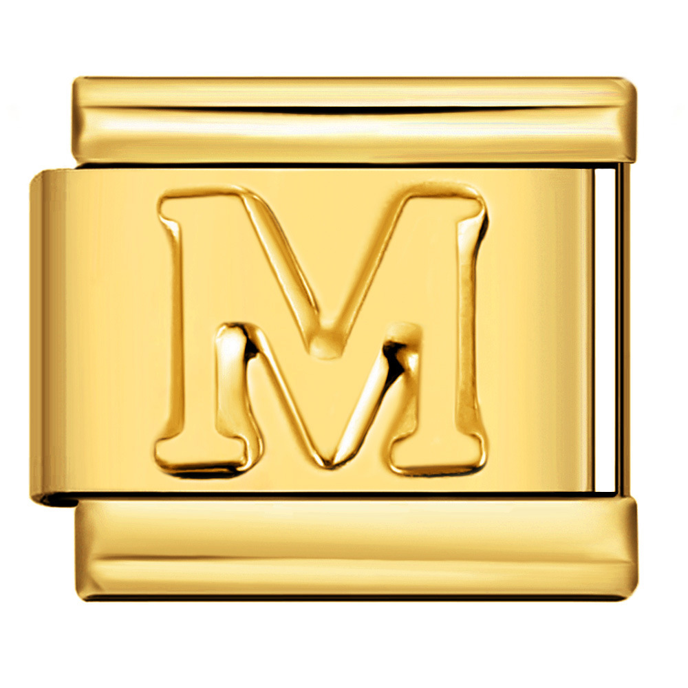 Gold concave letter series Italian modular bracelet titanium steel stamping DIY elastic splicing bracelet accessories