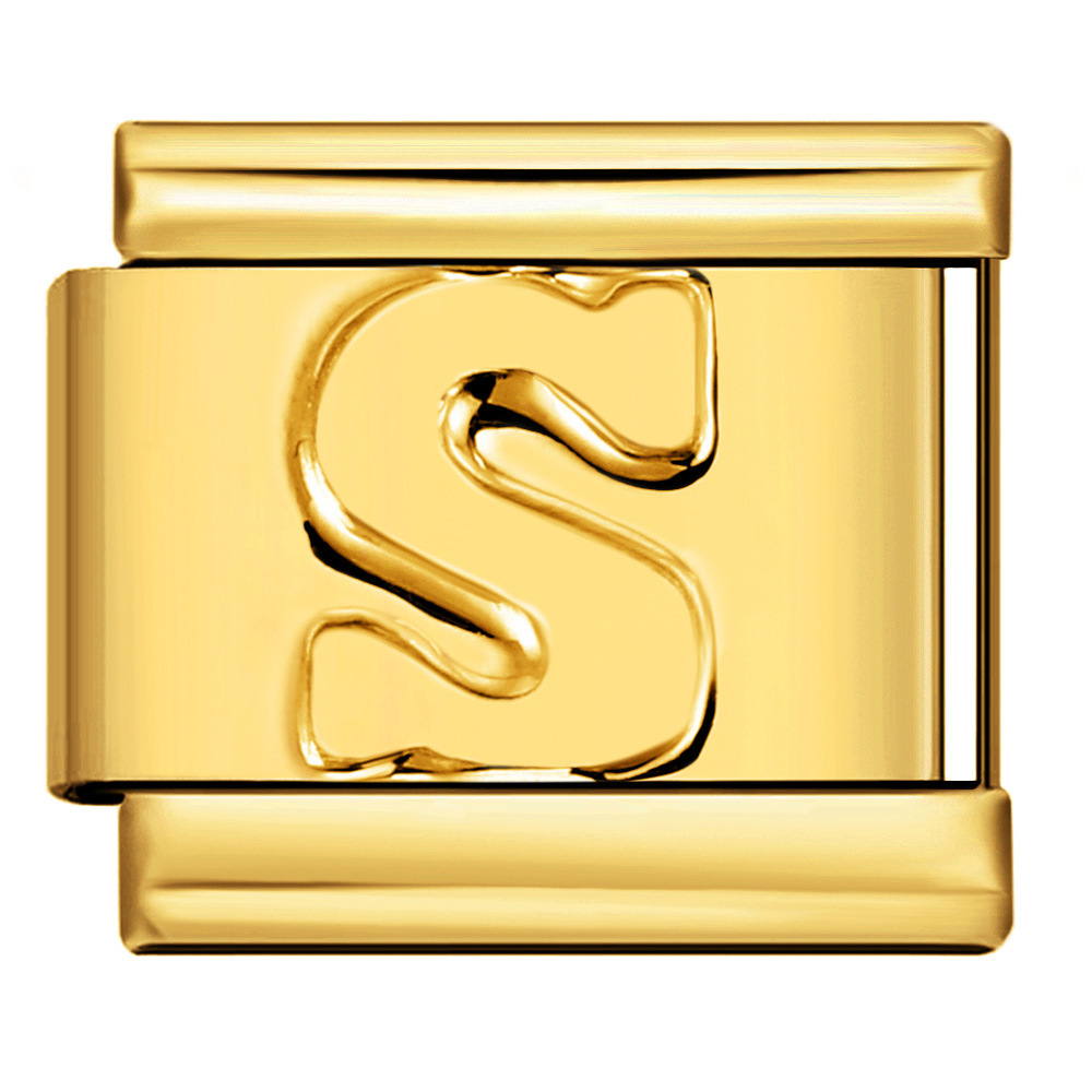 Gold concave letter series Italian modular bracelet titanium steel stamping DIY elastic splicing bracelet accessories