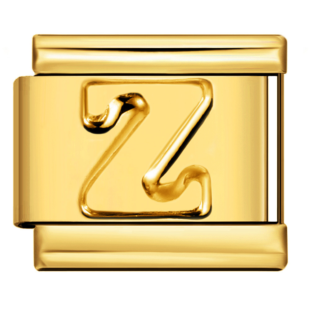 Gold concave letter series Italian modular bracelet titanium steel stamping DIY elastic splicing bracelet accessories