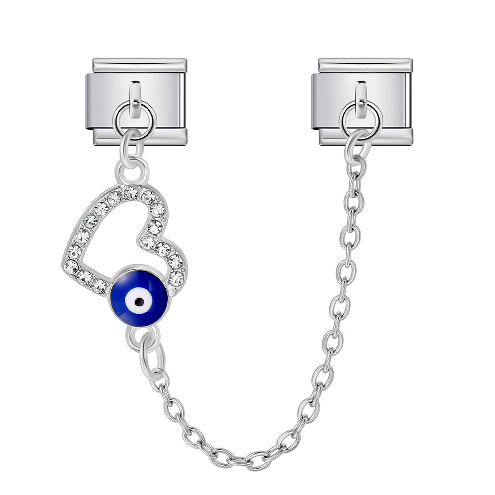New gold and silver devil eye hook chain bracelet stainless steel DIY elastic Italian modular bracelet