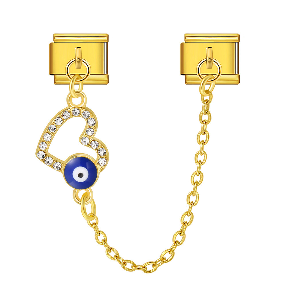 New gold and silver devil eye hook chain bracelet stainless steel DIY elastic Italian modular bracelet