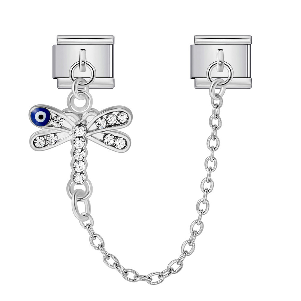 New gold and silver devil eye hook chain bracelet stainless steel DIY elastic Italian modular bracelet