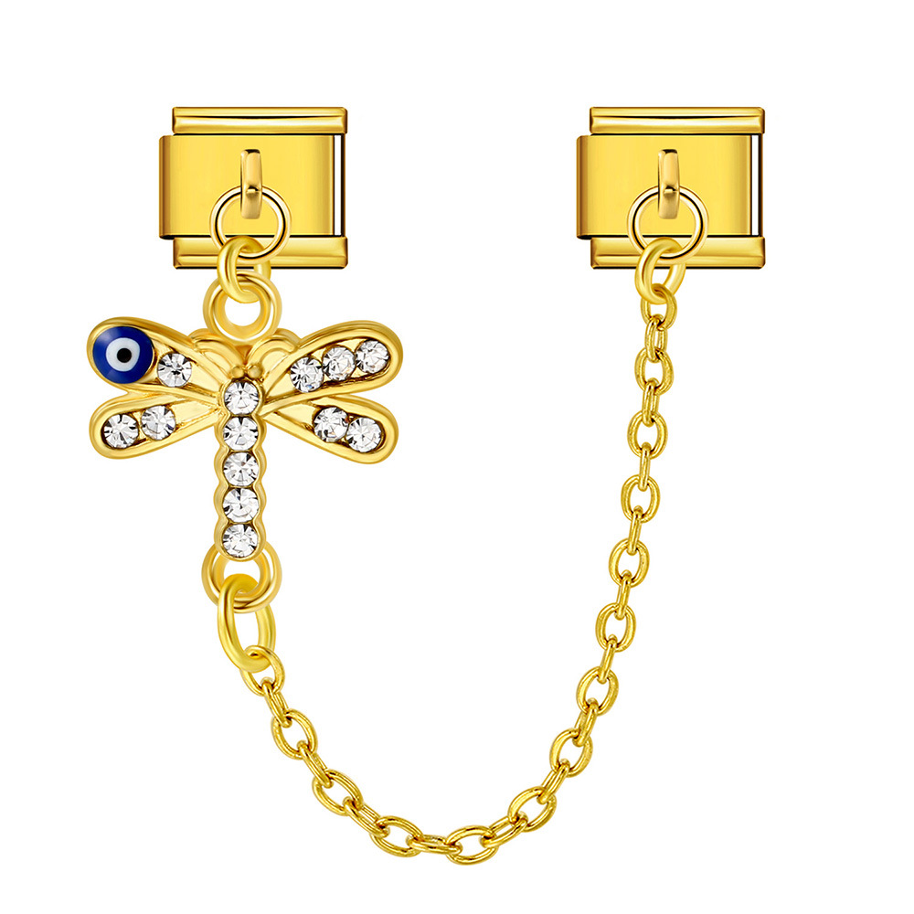 New gold and silver devil eye hook chain bracelet stainless steel DIY elastic Italian modular bracelet