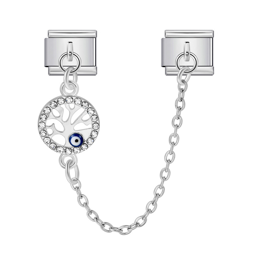 New gold and silver devil eye hook chain bracelet stainless steel DIY elastic Italian modular bracelet