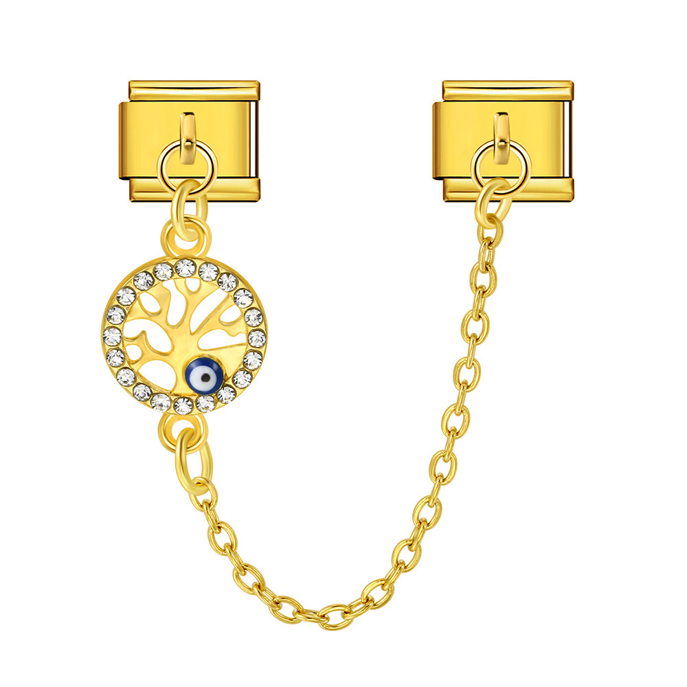 New gold and silver devil eye hook chain bracelet stainless steel DIY elastic Italian modular bracelet