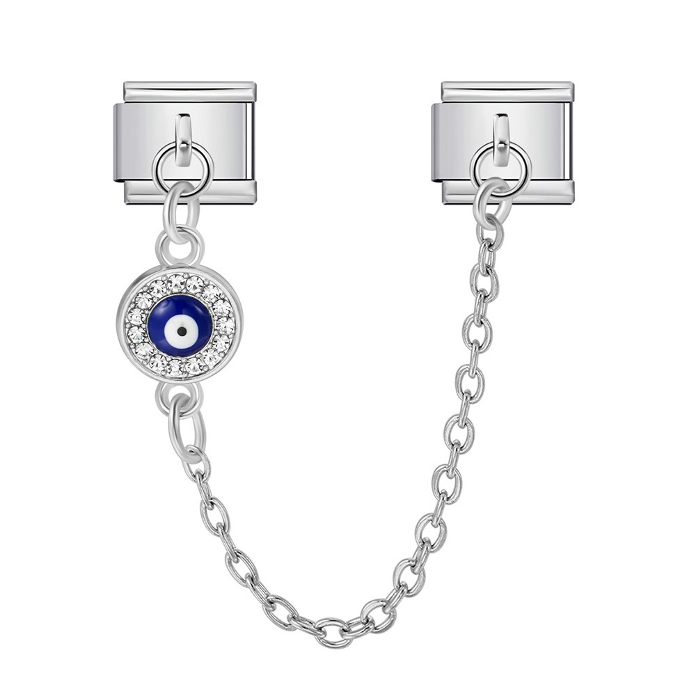 New gold and silver devil eye hook chain bracelet stainless steel DIY elastic Italian modular bracelet