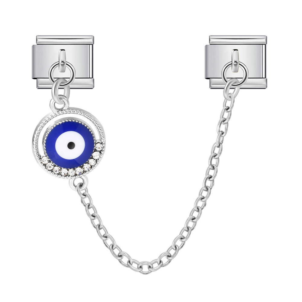 New gold and silver devil eye hook chain bracelet stainless steel DIY elastic Italian modular bracelet