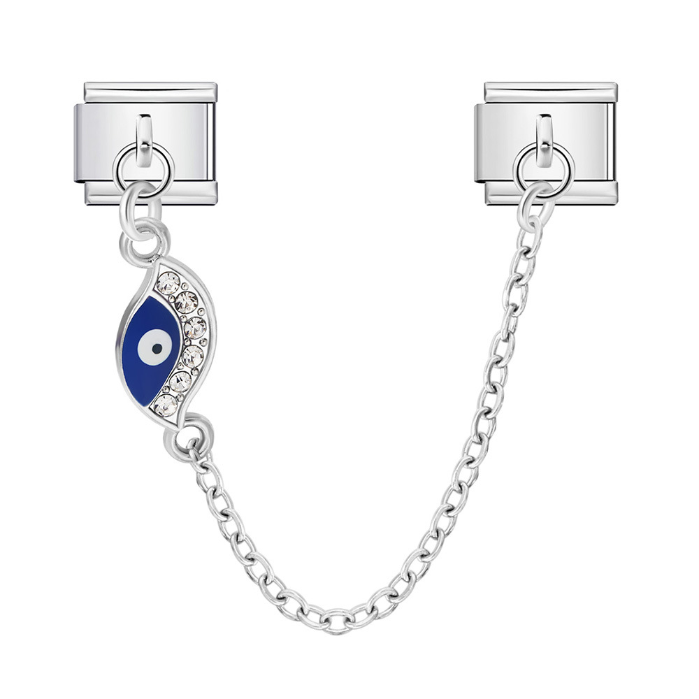 New gold and silver devil eye hook chain bracelet stainless steel DIY elastic Italian modular bracelet