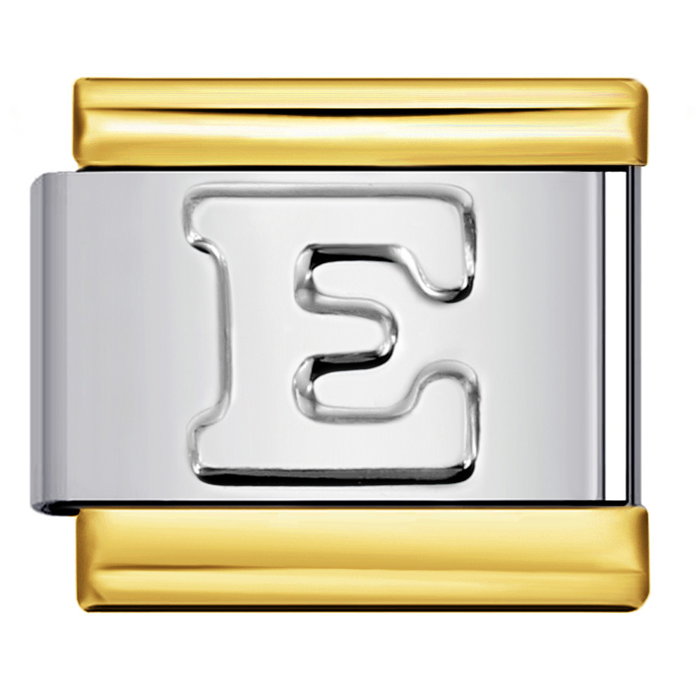 Fashionable gold-plated silver concave English letter bracelet, titanium steel un-oiled DIY Italian modular bracelet wholesale.