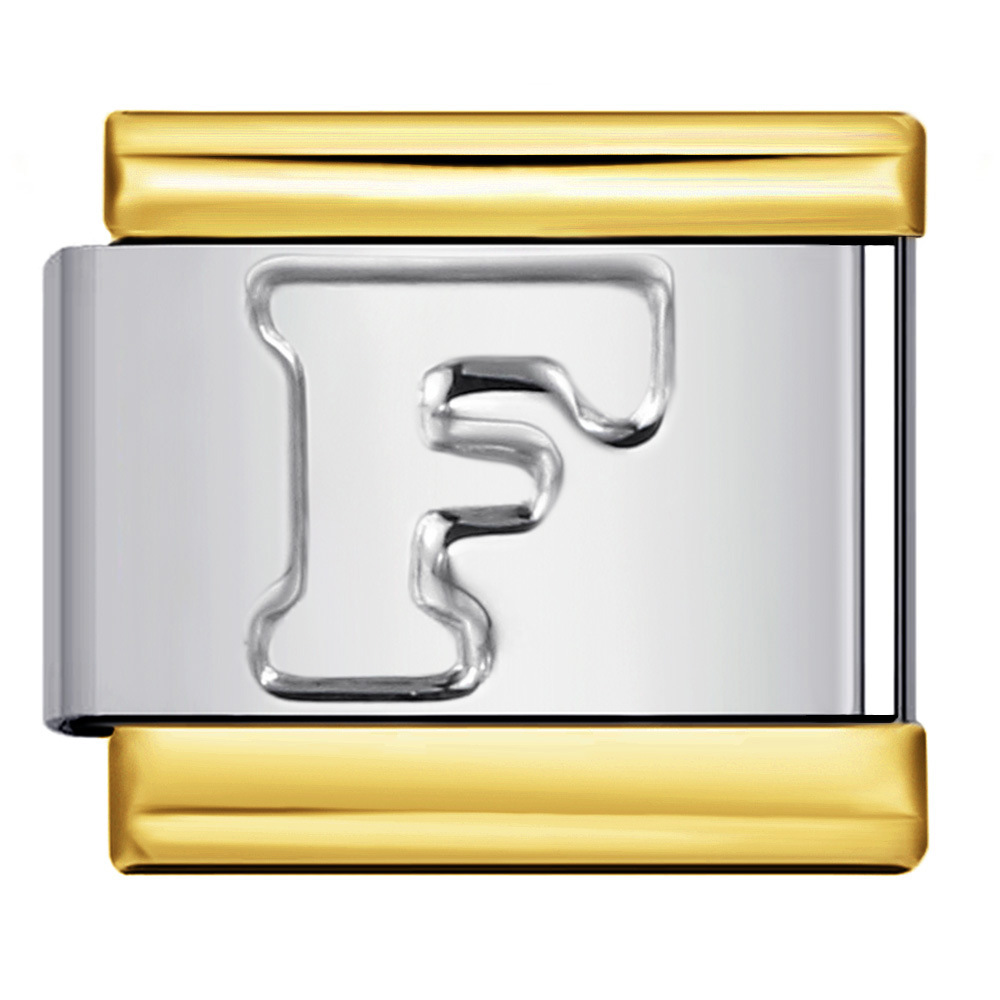 Fashionable gold-plated silver concave English letter bracelet, titanium steel un-oiled DIY Italian modular bracelet wholesale.