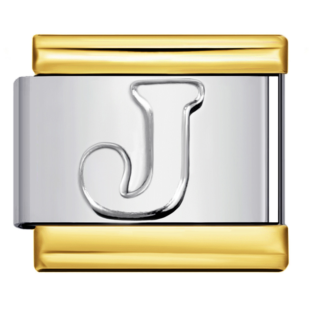 Fashionable gold-plated silver concave English letter bracelet, titanium steel un-oiled DIY Italian modular bracelet wholesale.