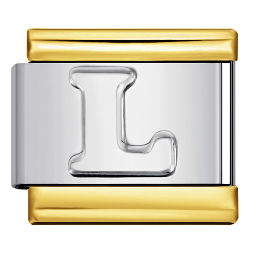 Fashionable gold-plated silver concave English letter bracelet, titanium steel un-oiled DIY Italian modular bracelet wholesale.