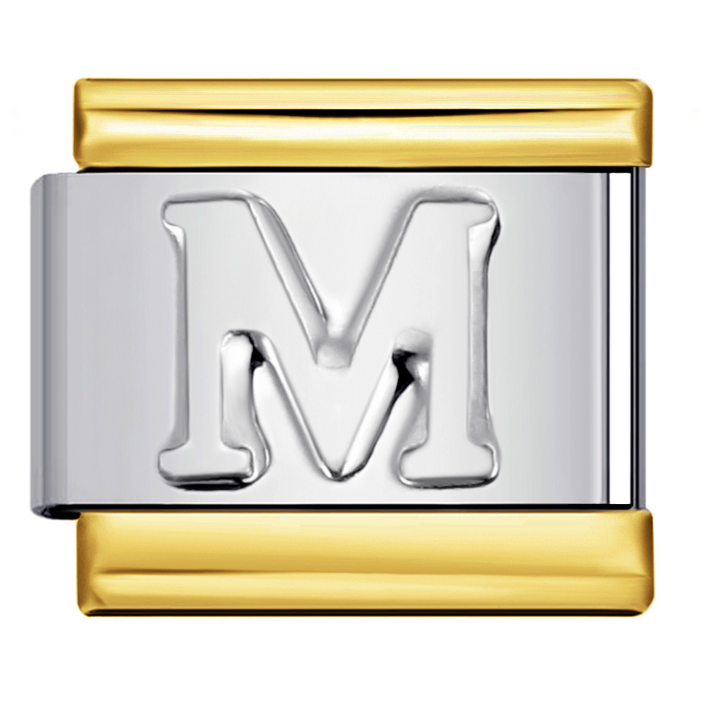 Fashionable gold-plated silver concave English letter bracelet, titanium steel un-oiled DIY Italian modular bracelet wholesale.
