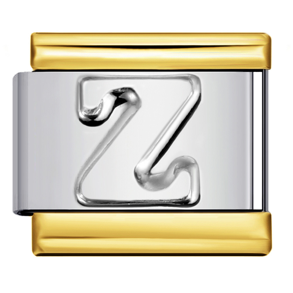 Fashionable gold-plated silver concave English letter bracelet, titanium steel un-oiled DIY Italian modular bracelet wholesale.