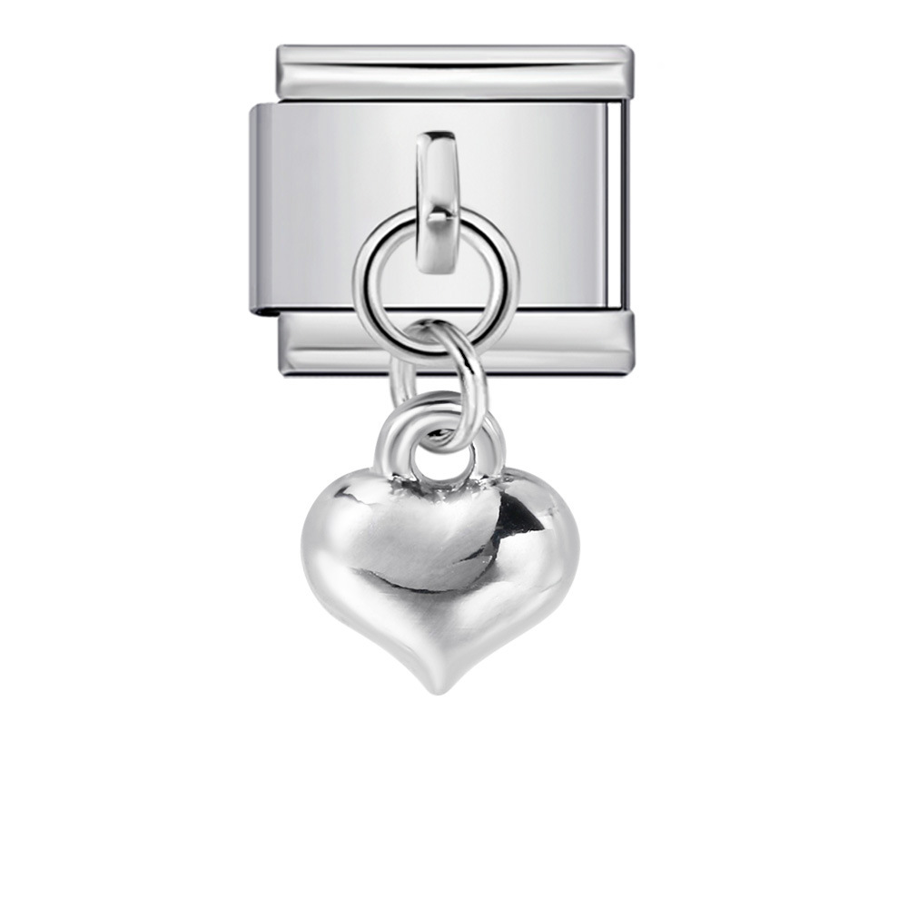 Hot-selling single hook Italian modular bracelet with heart pendant, DIY elastic splicing titanium steel watch strap chain