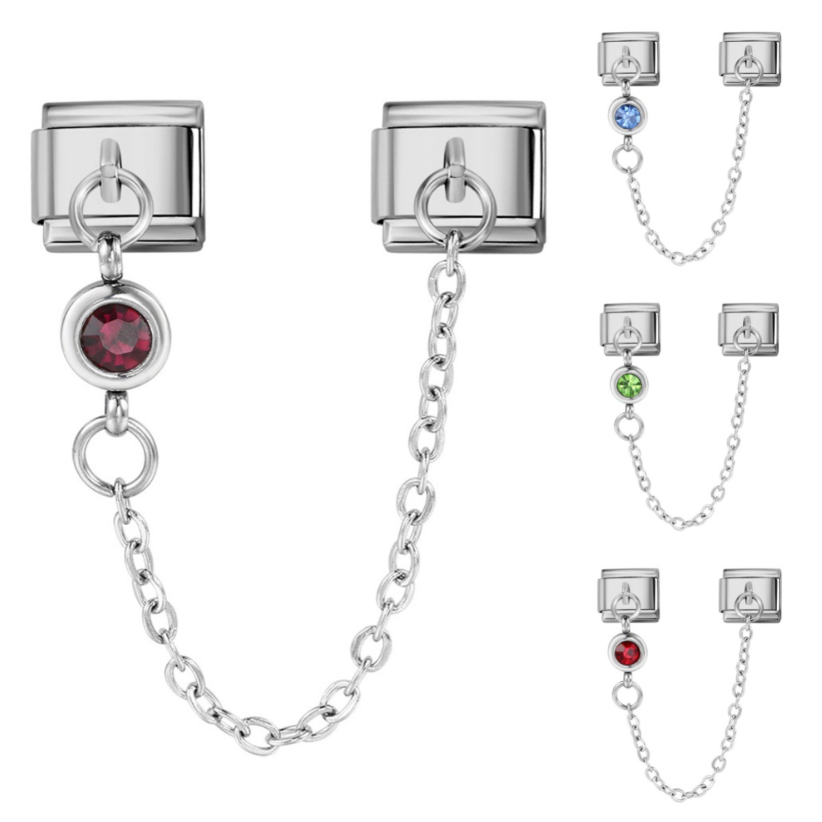 Double-hook 12 Birthstone Italian Modular Bracelet Creative DIY Elastic Spliced Titanium Steel Watch Strap Chain